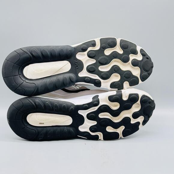 Nike Shoes Mens 8.5 Beige Black Air Max 270 React Low Top Running Sneakers - Picture 8 of 9